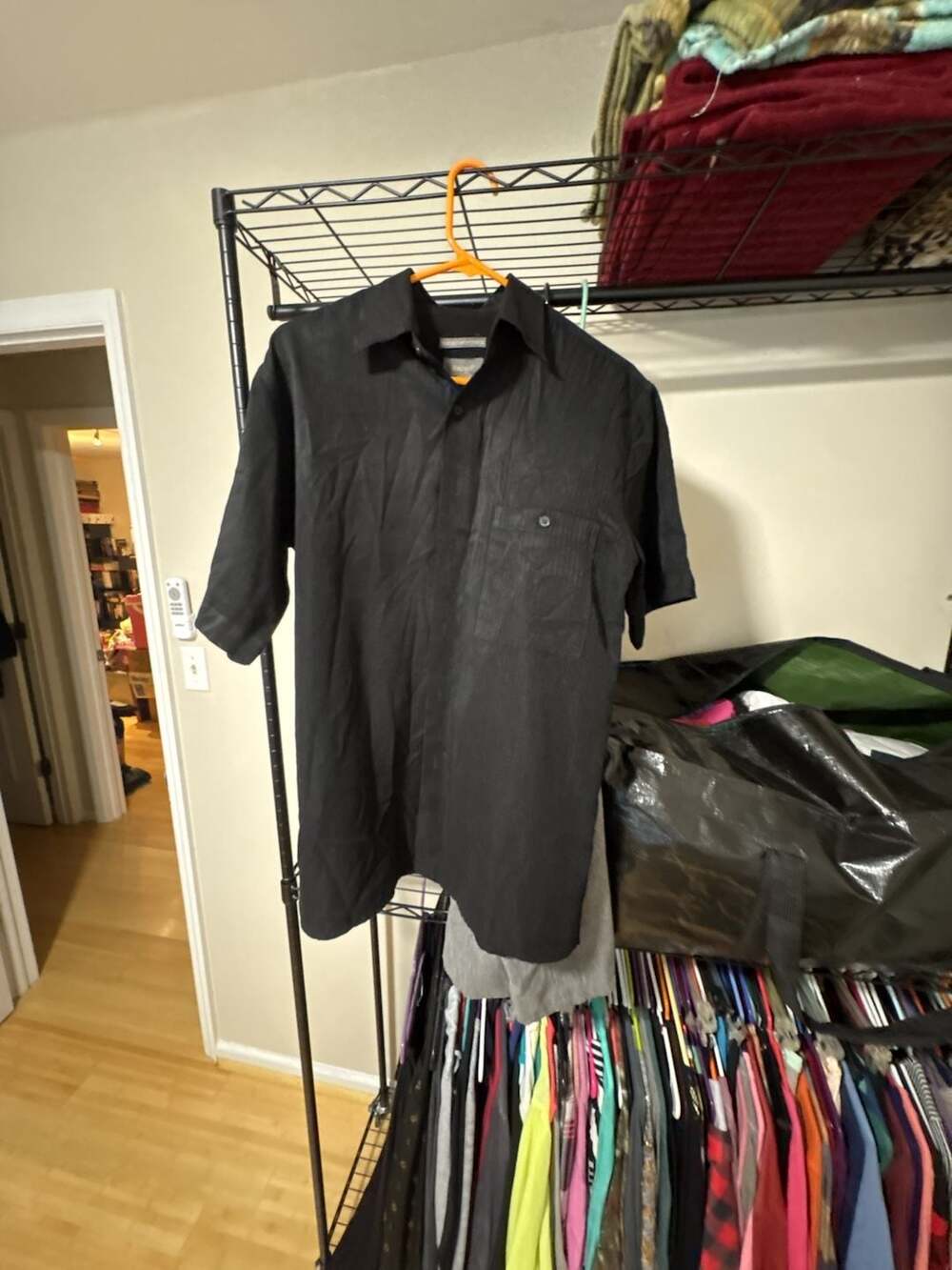 Bruno Sueded Microfiber Size S Black Short Sleeve Button Shirt